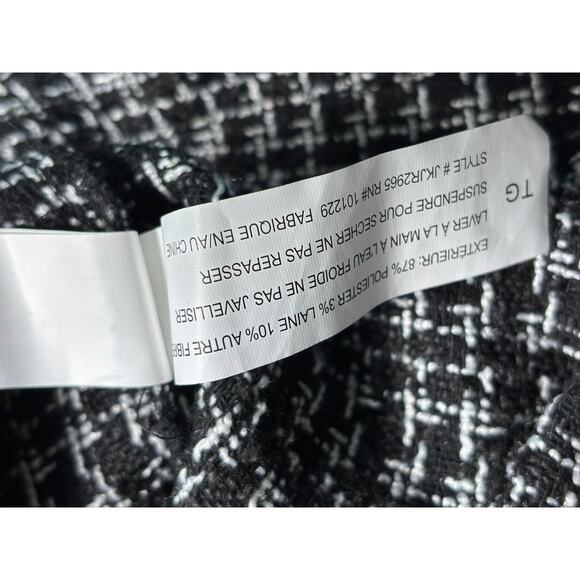 STOOSH Jacket Womens XL Black White Tweed Boucle Shacket Check Snap Front Warm - Picture 6 of 8